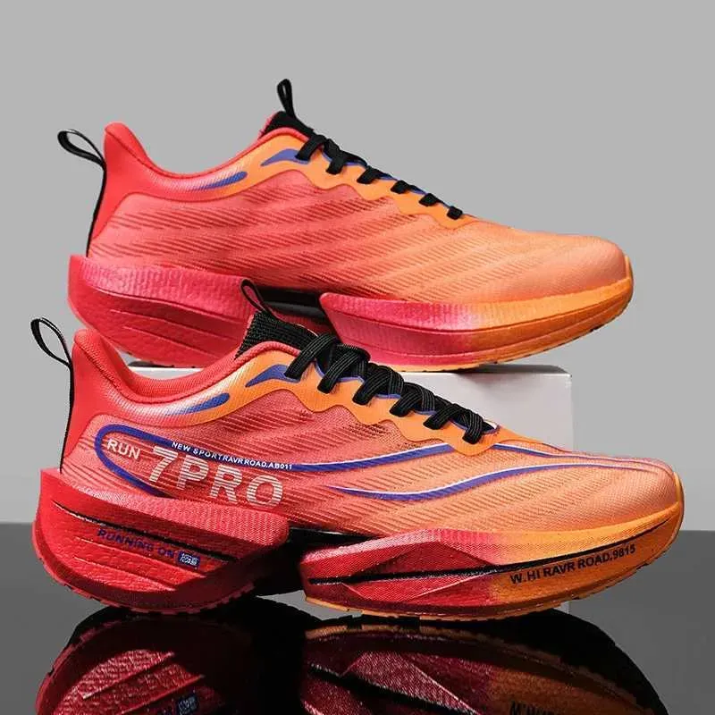 Marathon Carbon Plate Sports Running Shoes Men Breathable Lightweight Women Outdoor Comfortable Nonskid Training_desvips.com