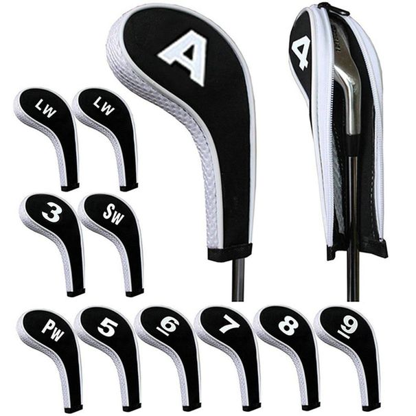 Golf Zipper Iron Cover Club Cover 10 Pcs 12 Pcs Long Zipper Protection Club Iron Cover_desvips.com