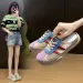 2025 White Sneakers For Women Summer New Ins Thick Sole Casual Shoes Mesh Breathable Half Slippers Trendy K1512_desvips.com