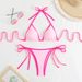 Sexy Lace-up Solid Color Bikini Swimsuit Women's Three-point Bikini_desvips.com