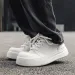 Stylish Fashion Versatile Men Business Minimalist Lace Up Leather Round Toe Flat Thick Sole Comfortable Rock Gothic Punk_desvips.com