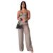Women's Clothing sweet and spicy style sexy navel baring suspenders high waist wide leg pants suit for women_desvips.com