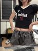 Badblood Korean Style Trendy Brand Letter Print Color Block Casual 91 Jersey Hot Girl V-Neck Sports Short Sleeve T-Shirt_desvips.com
