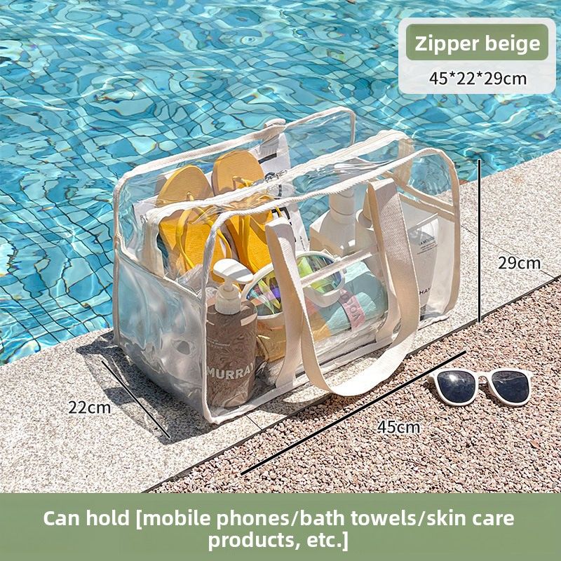 New Handeld Soulder Swimming Transparent Waterproof PVC Large Capacity Jelly Cosmetic Storage Bag Multifunctional_desvips.com