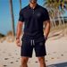 2025 High-Quality Summer New Suit Lapel Men's Short Sleeve Two-Piece Casual Shorts Set_desvips.com