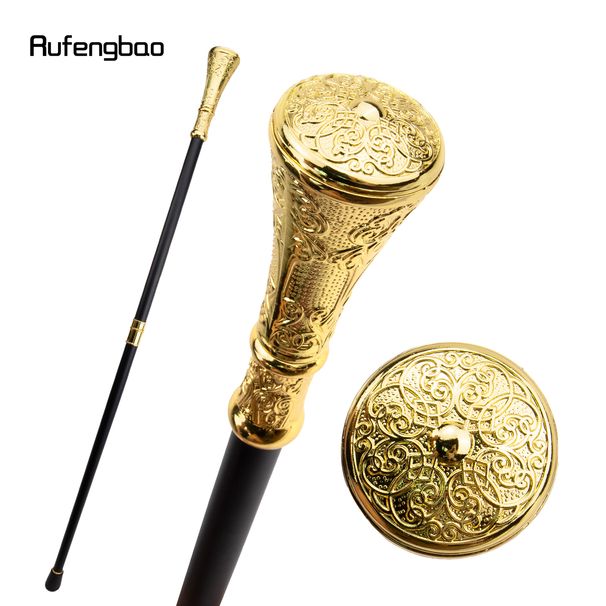 Golden Luxury Flower Round Handle Fashion Walking Stick For Party Decorative Walking Cane Elegant Knob Crosier Knob 93cm_desvips.com