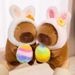 Easter Egg Capybara Plush Toy Doll With Bunny Ears Hat Holding An Egg, Gift_desvips.com