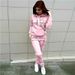 New Drop Shoulder Sleeve Women Ladies Casual Sports Suit Hooded Fashion Fleece Sweatshirt Set_desvips.com