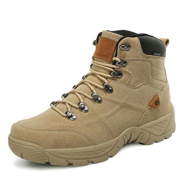 Outdoor High-top Anti-slip Flat Comfortable Ankle Boots Breathable Wear-resistant Casual Lace-up Hiking Shoes Men_desvips.com