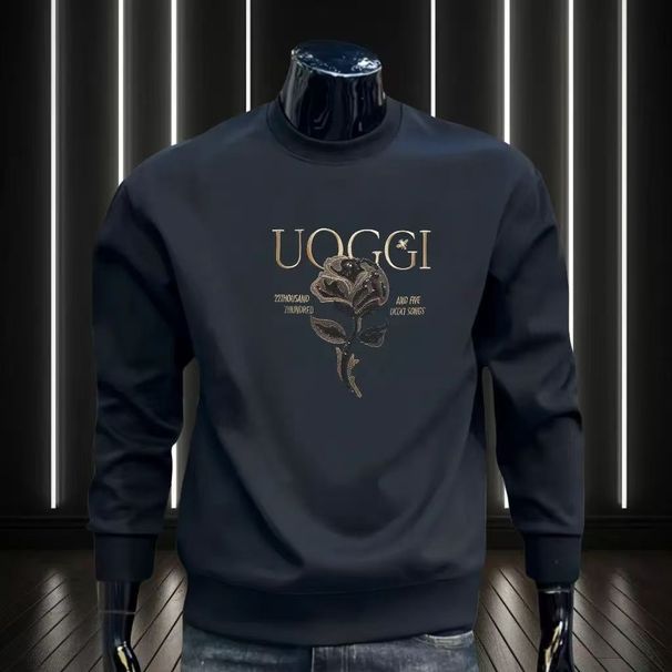 Fashion Versatile Casual Top Autumn Winter New Heavyweight Trendy Brand Sweatshirt Men Slim Fit Round Neck Pullover Long_desvips.com