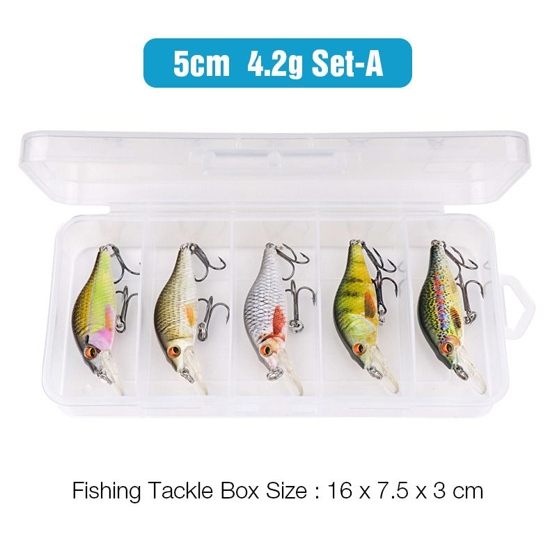 TREHOOK 5pcs Floating Minnow Wobblers Fishing Lure Set 5cm/7cm/9cm Minnow Lures Hard Bait For Pike Crankbaits Fishing Tackle Box_desvips.com