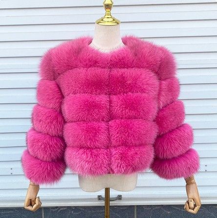 Women's Clothing fur coat fox fur patchwork winter thick warm long sleeve short fur coat_desvips.com
