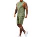 Men's casual thin five-point pants sleeveless top solid color vest shorts two-piece set_desvips.com
