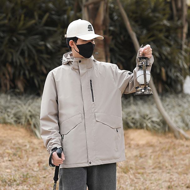 Autumn Winter Windproof Waterproof Wear-resistant Outdoor Hiking Workwear 3-in-1 Detachable Two-piece Fleece Jacket_desvips.com