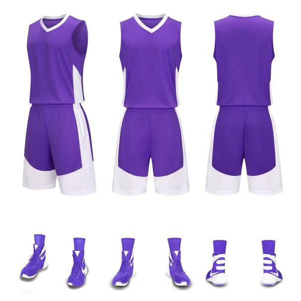 Basketball Jersey Set With Pockets, Custom Print Logo & Number, Breathable Training Uniform For Kids Youth Adult_desvips.com