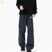 Plaid Pants, Light-flare American Retro Large-size Casual Trousers, New Street Personality Contrasting Striped Plaid Loose Wide-leg Casual_desvips.com