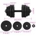 Black Ergonomic Dumbbell Set - Total Weight 30 Kg - Non-Slip Plastic-Coated Bars - Quiet And Durable - Easy Identification With Embossed Weight_desvips.com