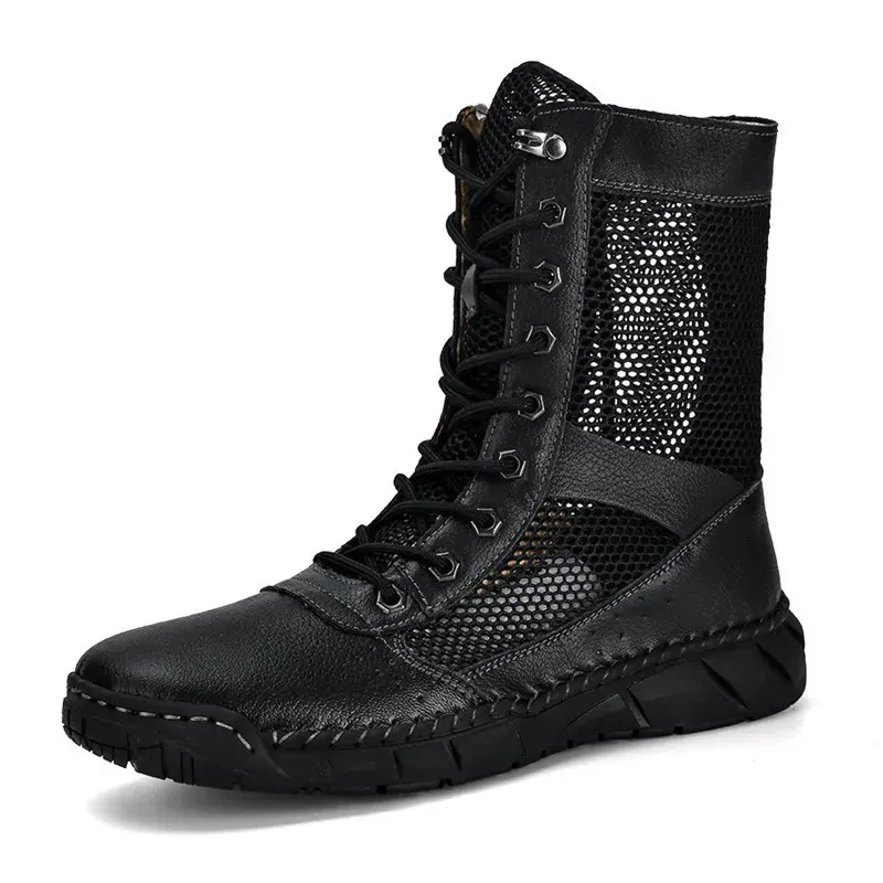 Summer Mesh Couples Womens Pink Boot Breathable Mens Ankle Boots Fashion Casual High Top Shoes Men Big Size 48 250530_desvips.com