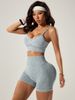 Sandwashed Yoga Suit Set High Waisted Hip Lifting Sports Fitness Shorts Shock Proof Push up Outerwear Vest Fitness & Body Building_desvips.com
