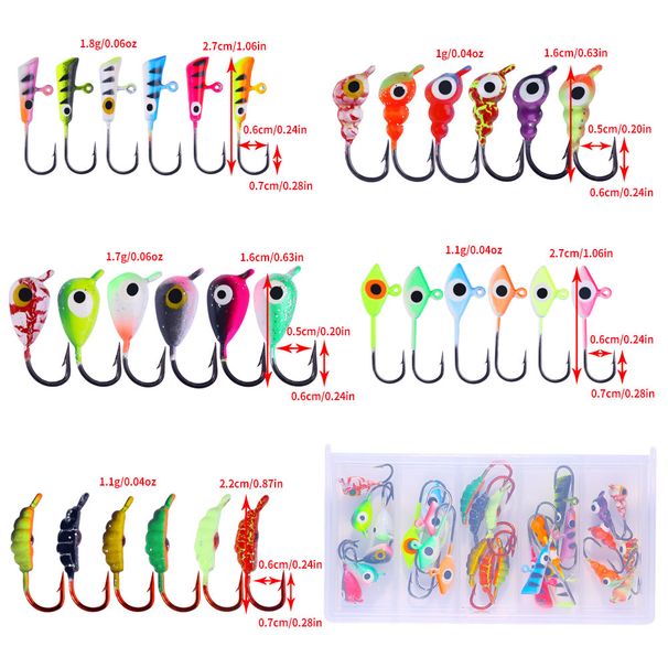 micro Jigs Fishing Ice Fishing Lures Jig Heads Walleye Fishing Lures Glow In Dark Walleye Crappie Jig Set_desvips.com