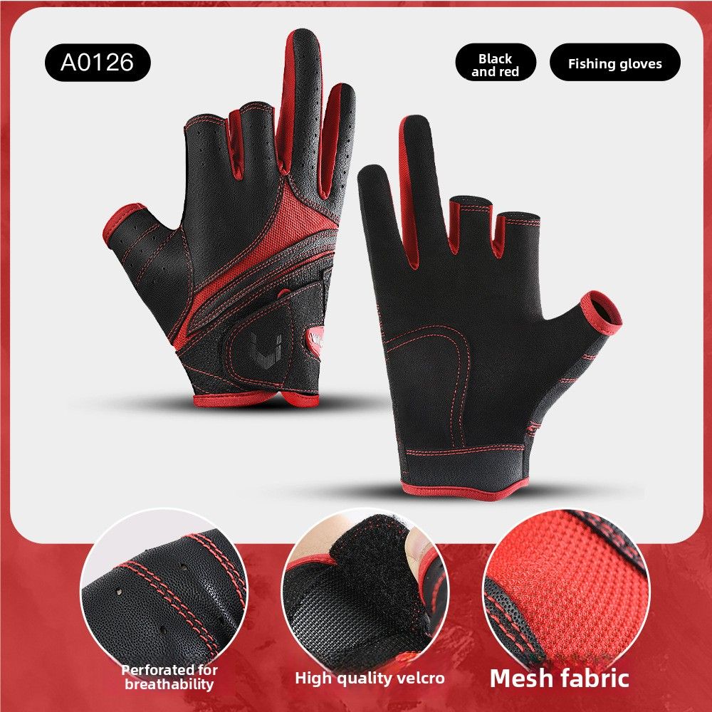Vilico Outdoor Sports Autumn Wintr Nw Anti-Slip Thr-Fingr War-Rsistant Cut-Rsistant Lur Fishing Glovs_desvips.com