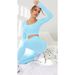 New Yoga Wear For Women, Butt-Lifting, Shaping, Slim-Fit Pilates Long Sleeve With Thumb Hole, U-Neck Design, Sports_desvips.com