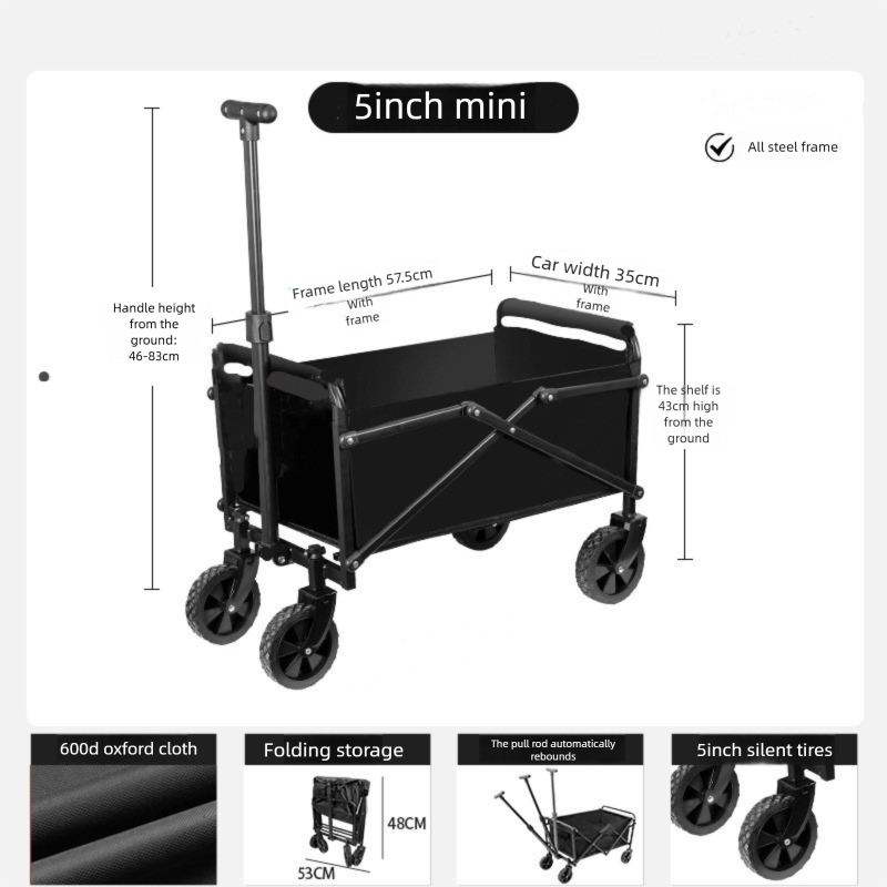 Outdoor Foldable Collapsible Rear Opening For Kids, Reclining Camping With Adjustable Table And Small Push Cart_desvips.com