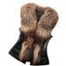 Women's Clothing Adult Vest Fox Fur Collar Pu Vest_desvips.com