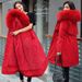 Women's Clothing new winter cotton padded coat, medium length, large fur collar, velvet lining, overcoat, cotton padded coat, trendy for women_desvips.com