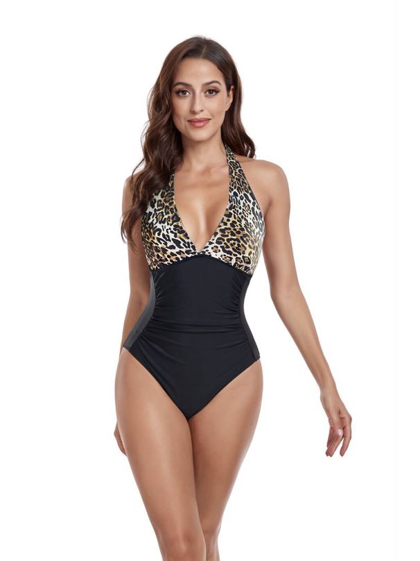 Swimsuit Halter Halter Sexy Deep V-neck One-piece Waist Collection Swimsuit_desvips.com