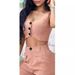 Women's clothing solid color short vest vest drape high waist wide leg pants suit_desvips.com