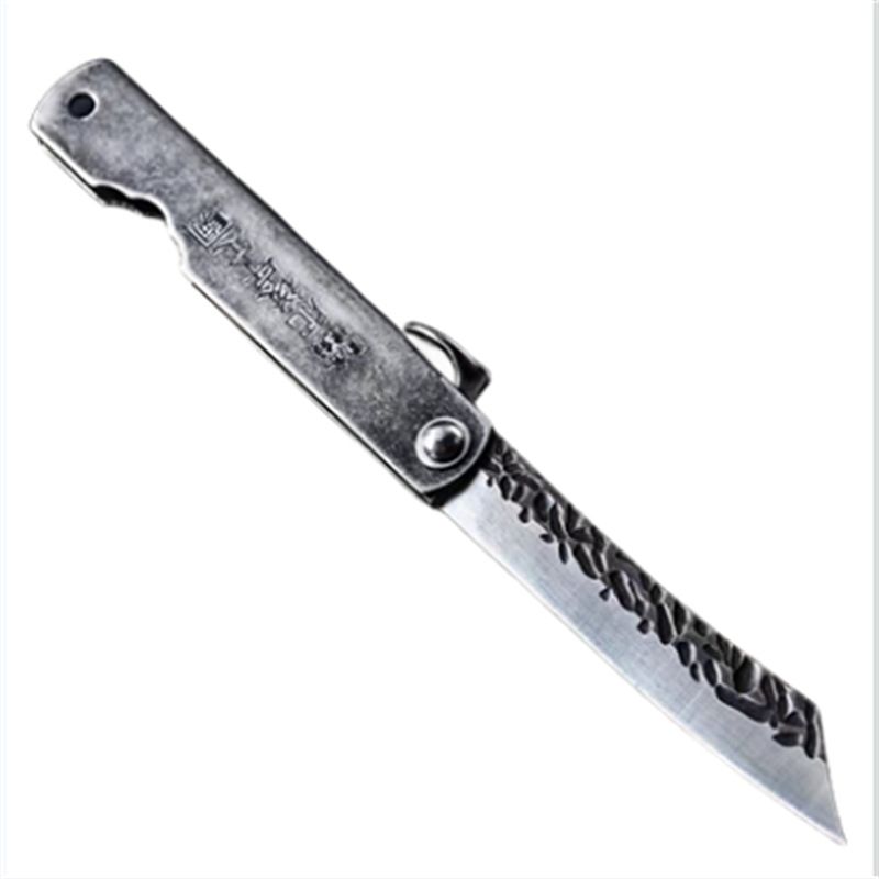 with Brass Handle Stainless Steel Keychain Portable Sharp Fruit Folding Knife_desvips.com