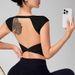 Spring Summer Yoga Sleeve Women Fixed Chest Pad Sexy Backless Short Sports T-Shirt Waist Slimming Fitness Tank Top_desvips.com