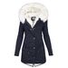 Women's Clothing Women's Autumn And Winter Mid Length Windbreaker White Fur Collar Hooded Warm Plus Velvet Women's Coat_desvips.com