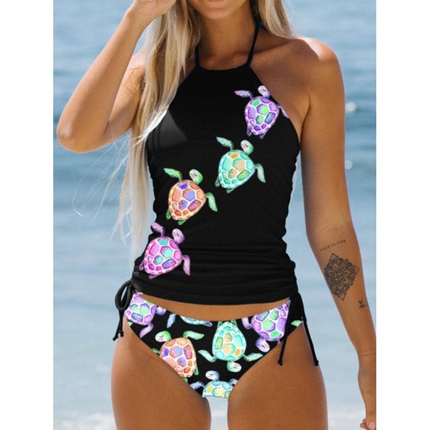 Women's Sexy Bikini Set - Tropical Palm Print With Adjustable Ties High Waisted Bottom For Tummy Control Plus Size Swimwear For Beach & Pool_desvips.com