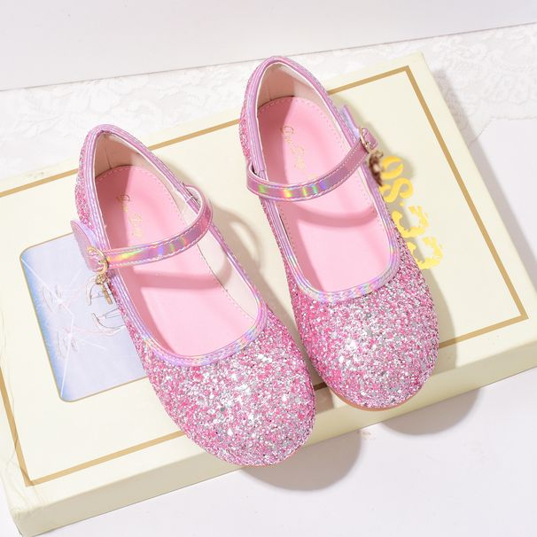 Children's single shoes baby Princess shoes Girl's glass shoes spring and autumn show white leather shoes_desvips.com