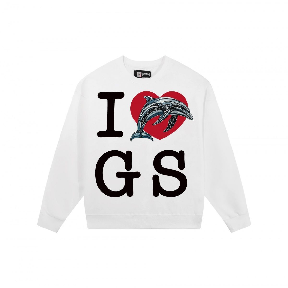 Trendy Brand Heart Print Heavy Cotton Unisex High Street Crew Neck Long Sleeve Sweatshirt_desvips.com