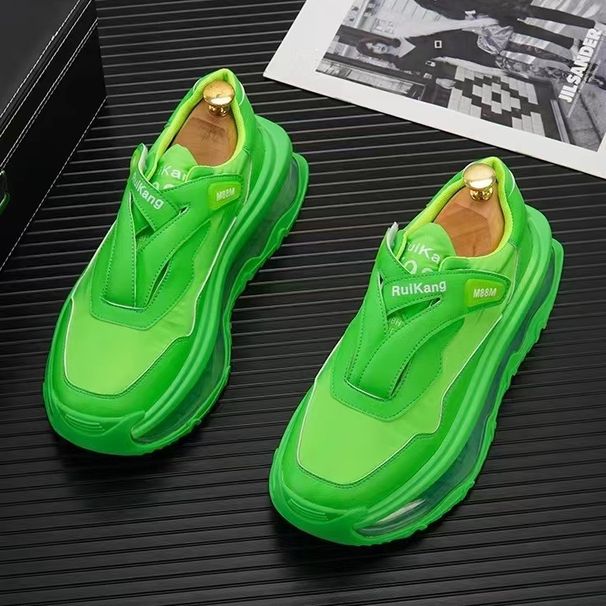 Men' Canva Daddy Summer Style Breathable Trendy Thick-oled Height-increaing Full Palm Air Cuhion Sport Caual_desvips.com