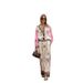 Women's clothing casual fashion all-match linen printed macaron long-sleeved suit_desvips.com