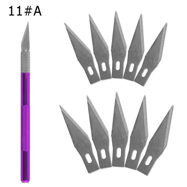 Engraving Non-Slip Metal Knife Kit + 40/10pcs #11 Blades Cutter Craft Knives For Mobile Phone PCB Repair Hand Tools_desvips.com