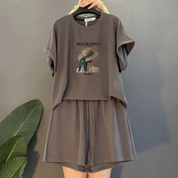 Plus Size Summer Fashion Age-Reducing Casual Sports Versatile Batwing Sleeve Set For Women Korean Style Slimming_desvips.com