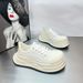 New American Style Black And White Round Mic-key Big Toe Shoes For Women Versatile Retro Thick Sole Height_desvips.com