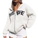 Letter Print Unisex Warm Loose Zip Hoodie Sweatshirt_desvips.com