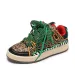 Cross Border Plus Size Women's Leopard Zebra Pattern Sneakers Lace Up Loafers Low Top Flat Casual Sports Shoes_desvips.com