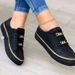Women Metal Chain Sneakers Thick Bottom Low-top Sports Shoes Lace Up Flats Lightweight Walking Trainers Deportivas De_desvips.com