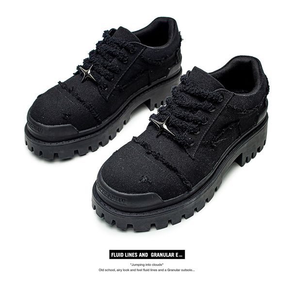 New Thick Soled Height Enhancing Denim Korean Style Breathable Low Top Fashionable Big Toed Men's Casual Shoes_desvips.com
