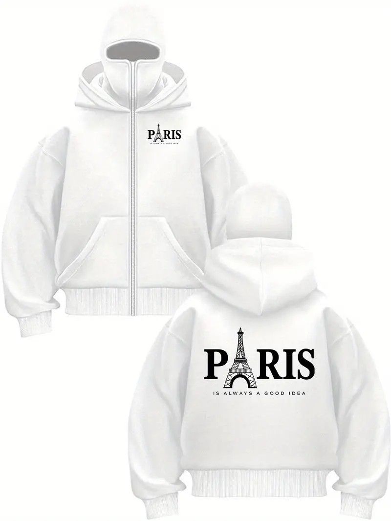 Koossoasis European And American Trendy Brand Double Hat Autumn And Winter Ins Bandit Zipper Hooded Sweater Loose Pattern Design Couple Top_desvips.com