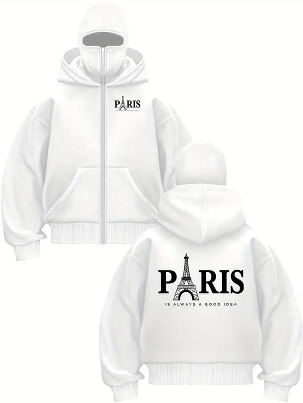 Koossoasis European And American Trendy Brand Double Hat Autumn And Winter Ins Bandit Zipper Hooded Sweater Loose Pattern Design Couple Top_desvips.com