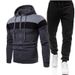 New Men's Sports Fashion Casual Winter Stitching Hooded Sweatshirt And Trousers Suit_desvips.com