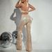 women's fashion sexy halter neck vest sequins slim fit flared trousers two-piece set_desvips.com